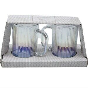 Cupcakes and Cashmere Set of 2pc Iridescent‎ Optic Glass Mugs 13.5oz Drinkware